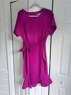 Shelby & Palmer Fuchsia Tie-Waist Midi Dress